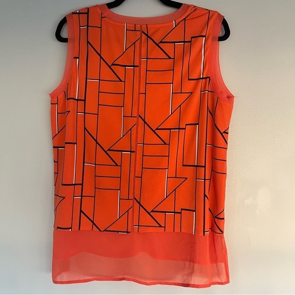 Worthington Sleeveless Orange Tiered Blouse Top Large Career Business Causal - Picture 6 of 9